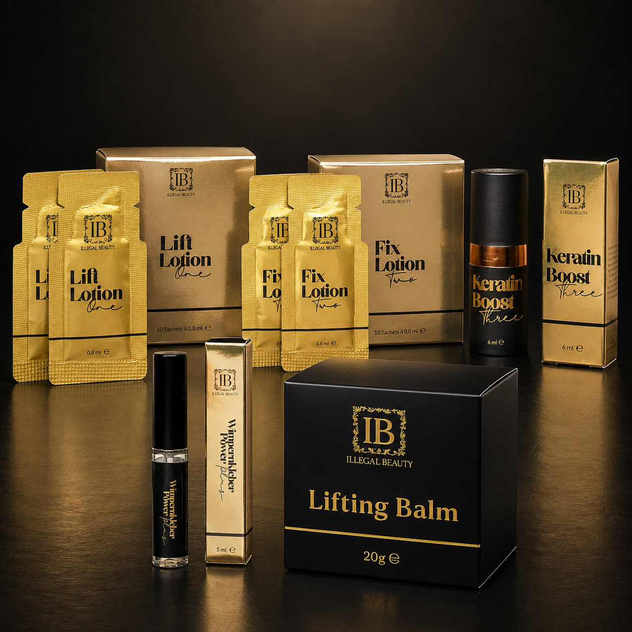 IBLASHES Studio Bundles – professionelle Lifting-Sets in Schwarz und Gold